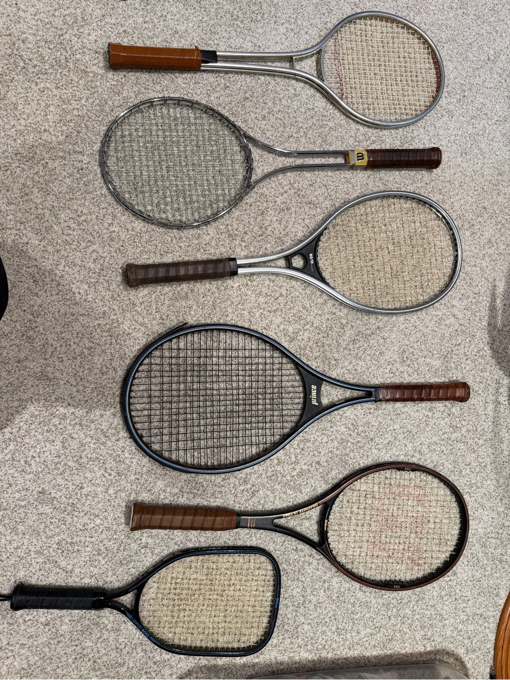 Lot of 6 Vintage Tennis Racquetball Rackets Lot Wilson Prince Metal Graphite